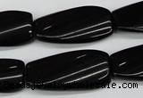 CTW108 15.5 inches 15*30mm twisted rectangle black agate beads