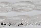 CTW110 15.5 inches 15*30mm twisted rectangle white crystal beads