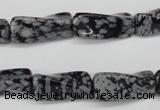 CTW122 15.5 inches 10*20mm twisted trihedron snowflake obsidian beads