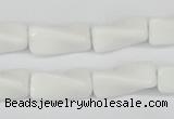 CTW127 15.5 inches 9*20mm twisted trihedron white agate beads