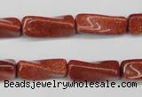 CTW132 15.5 inches 10*20mm twisted trihedron goldstone beads