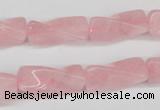 CTW133 15.5 inches 9*20mm twisted trihedron rose quartz beads