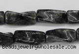 CTW135 15.5 inches 9*20mm twisted trihedron black labradorite beads