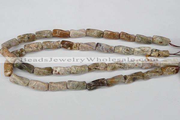 CTW139 15.5 inches 9*20mm twisted trihedron jasper gemstone beads