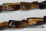 CTW140 15.5 inches 9*20mm twisted trihedron yellow tiger eye beads