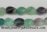 CTW147 15.5 inches 8*11mm twisted rice fluorite gemstone beads