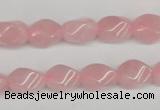 CTW148 15.5 inches 8*11mm twisted rice rose quartz beads