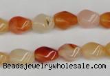 CTW150 15.5 inches 8*11mm twisted rice agate gemstone beads