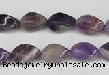 CTW154 15.5 inches 8*15mm twisted rice amethyst gemstone beads