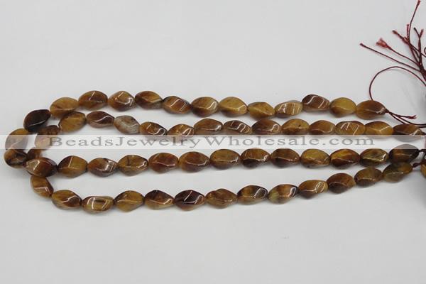 CTW156 15.5 inches 8*15mm twisted rice yellow tiger eye beads