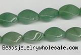 CTW157 15.5 inches 8*15mm twisted rice green aventurine beads