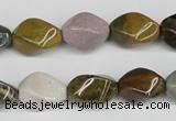 CTW159 15.5 inches 10*15mm twisted rice ocean agate gemstone beads