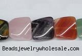 CTW164 15.5 inches 15*15mm twisted square mixed gemstone beads