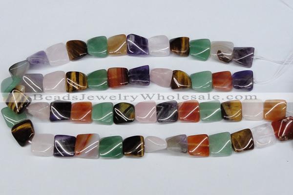 CTW164 15.5 inches 15*15mm twisted square mixed gemstone beads