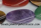 CTW168 15.5 inches 22*40mm twisted oval mixed gemstone beads