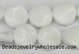 CTW18 15.5 inches 16mm twisted coin white agate beads wholesale