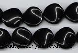 CTW20  15.5 inches 16mm twisted coin black agate beads wholesale