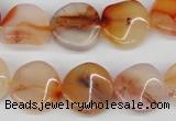 CTW21 15.5 inches 16mm twisted coin agate gemstone beads wholesale