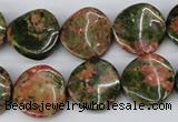 CTW26 15.5 inches 16mm twisted coin unakite gemstone beads wholesale