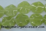 CTW300 15.5 inches 16mm wavy coin olive jade gemstone beads