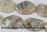 CTW303 15.5 inches 18*25mm wavy oval bamboo leaf agate beads