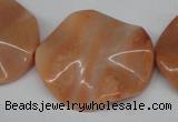 CTW312 15.5 inches 28*32mm wavy oval pink aventurine jade beads