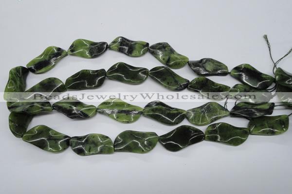 CTW318 15.5 inches 15*30mm wavy marquise Canadian jade beads