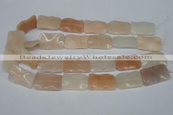 CTW322 15.5 inches 20*30mm wavy rectangle pink aventurine jade beads