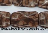 CTW324 15.5 inches 20*30mm wavy rectangle red line jasper beads