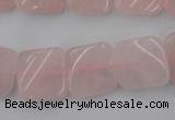 CTW350 15.5 inches 16*16mm twisted square rose quartz beads