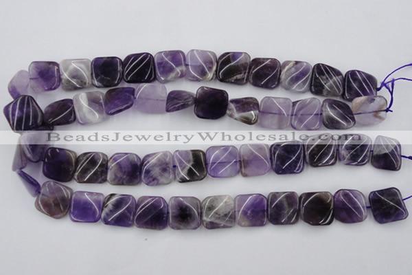 CTW351 15.5 inches 16*16mm twisted square dogtooth amethyst beads