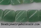 CTW354 15.5 inches 16*16mm twisted square green aventurine beads