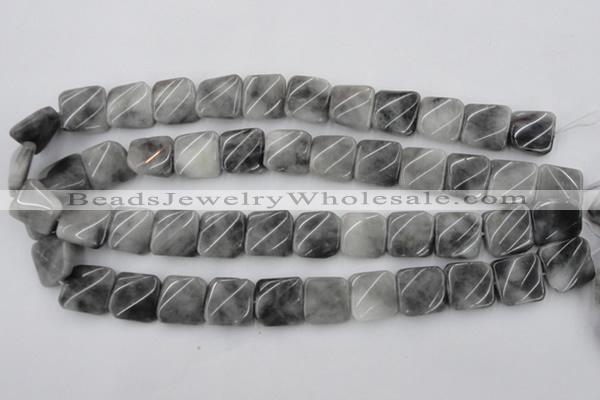 CTW357 15.5 inches 16*16mm twisted square eagle eye jasper beads