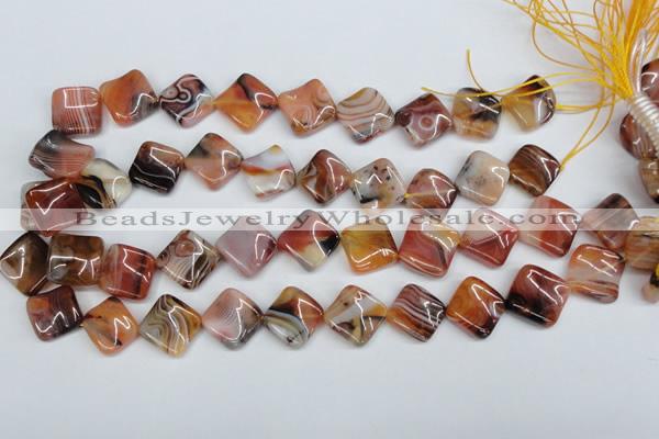 CTW37 15.5 inches 15*15mm twisted diamond agate gemstone beads