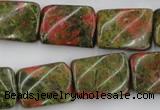 CTW374 15.5 inches 15*20mm twisted rectangle unakite gemstone beads