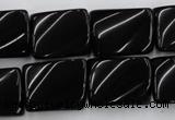 CTW377 15.5 inches 15*20mm twisted rectangle black agate beads