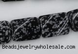 CTW379 15.5 inches 15*20mm twisted rectangle snowflake obsidian beads