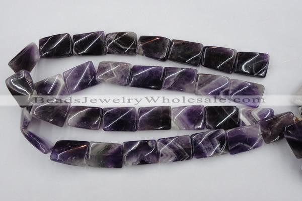 CTW392 15.5 inches 18*25mm twisted rectangle dogtooth amethyst beads