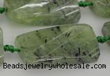 CTW454 20*38mm faceted & twisted rectangle green rutilated quartz beads