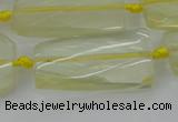 CTW455 20*38mm faceted & twisted rectangle lemon quartz beads