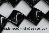 CTW46 15.5 inches 15*15mm twisted diamond black agate beads