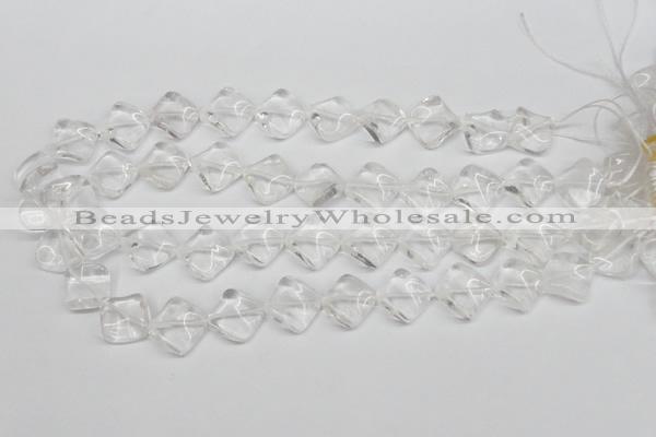 CTW49 15.5 inches 15*15mm twisted diamond white crystal beads