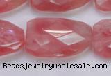 CTW501 15.5 inches 20*30mm faceted & twisted synthetic quartz beads