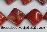 CTW52 15.5 inches 15*15mm twisted diamond red jasper beads