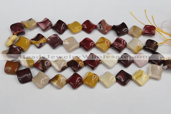 CTW54 15.5 inches 15*15mm twisted diamond mookaite beads