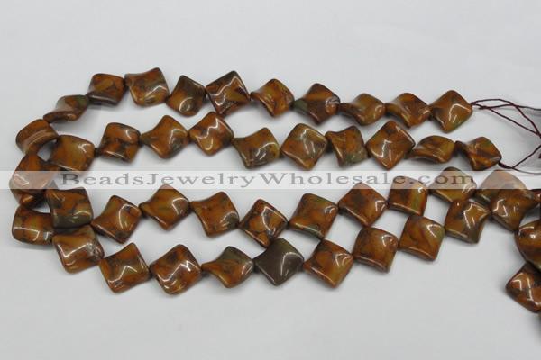 CTW55 15.5 inches 15*15mm twisted diamond jasper gemstone beads