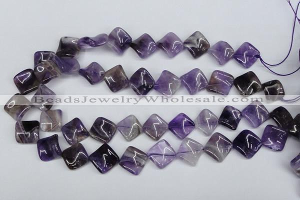 CTW56 15.5 inches 15*15mm twisted diamond amethyst gemstone beads