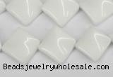 CTW57 15.5 inches 15*15mm twisted diamond white agate beads