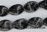 CTW64 15.5 inches 13*18mm twisted oval black labradorite beads