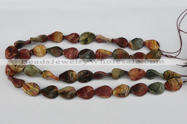 CTW71 15.5 inches 15*20mm twisted oval picasso jasper beads